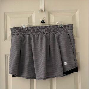 New Women’s K-Swiss Black & white patterned Skort elastic waist tennis golf XL